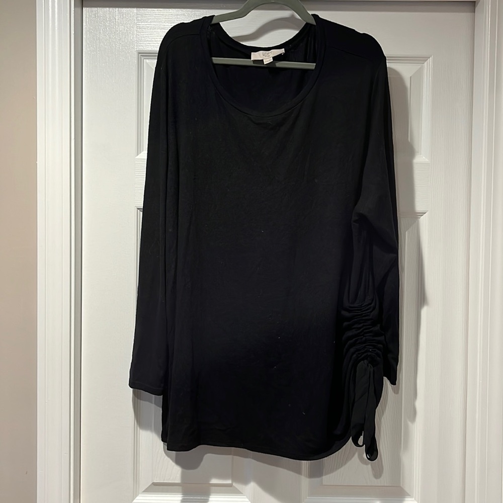 EUC:  Loft Plus Black Sweater with tie detail on hem- 24/26